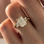 2.0 CT Radiant Cut Moissanite Cluster Style Engagement Ring