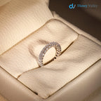 14K Gold Oval Emerald cut lab grown Diamond Eternity Engagement Band - DisneyValley