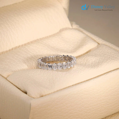 14K Gold Oval Emerald cut lab grown Diamond Eternity Engagement Band - DisneyValley