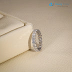 14K Gold Oval Emerald cut lab grown Diamond Eternity Engagement Band - DisneyValley