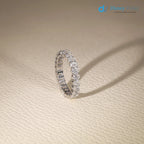 14K Gold Oval Emerald cut lab grown Diamond Eternity Engagement Band - DisneyValley