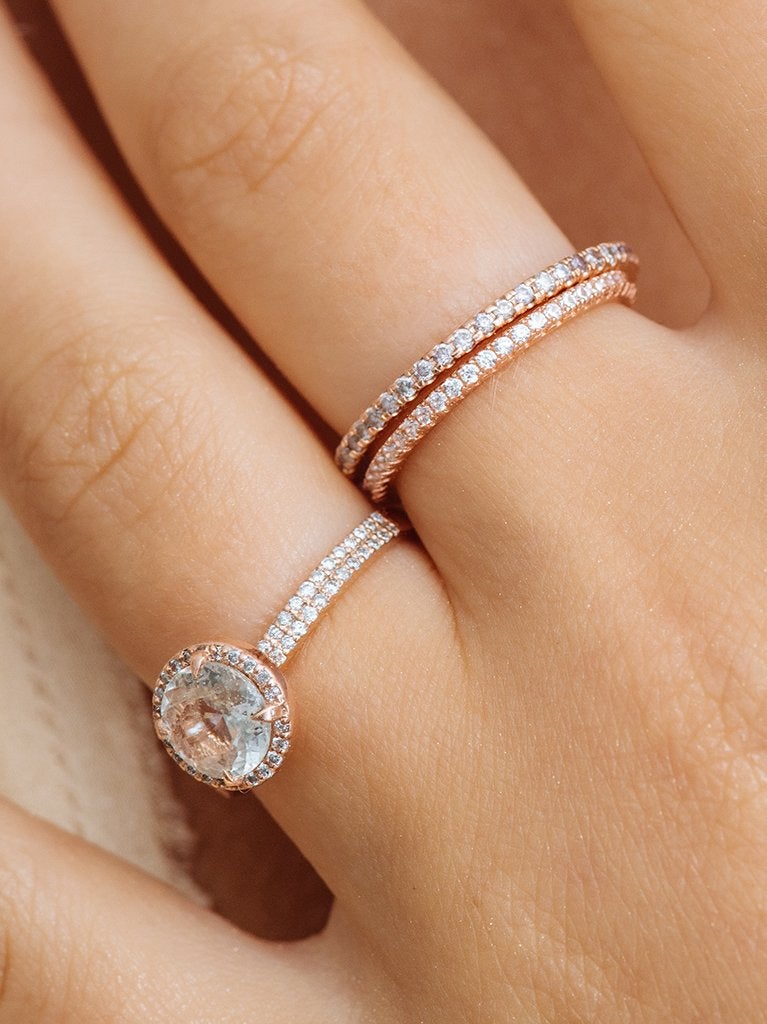 0.40 TCW Round Brilliant Cut Moissanite Half Eternity Wedding Band