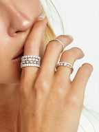 0.06 TCW Round Brilliant Cut Moissanite Unique 3/4 Eternity Wedding Band
