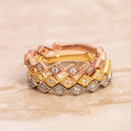 0.06 TCW Round Brilliant Cut Moissanite Unique 3/4 Eternity Wedding Band