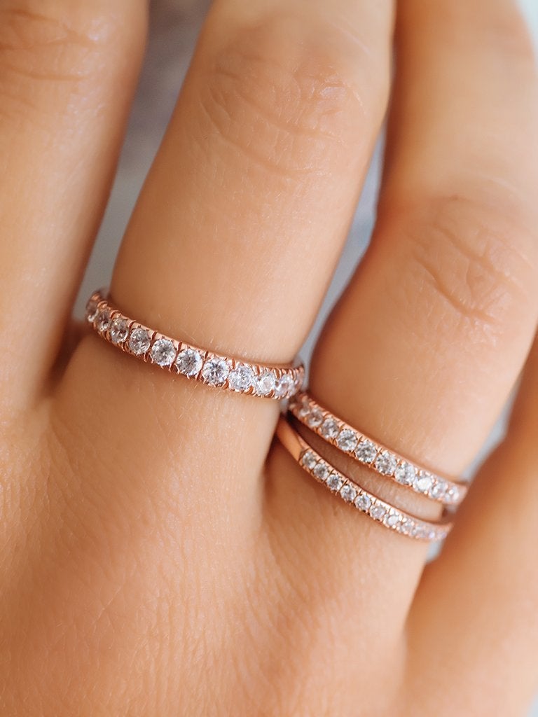 1.10 TCW Round Brilliant Cut Half Eternity Perfect Moissanite Wedding Band
