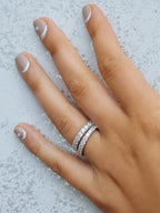 1.10 TCW Round Brilliant Cut Half Eternity Perfect Moissanite Wedding Band