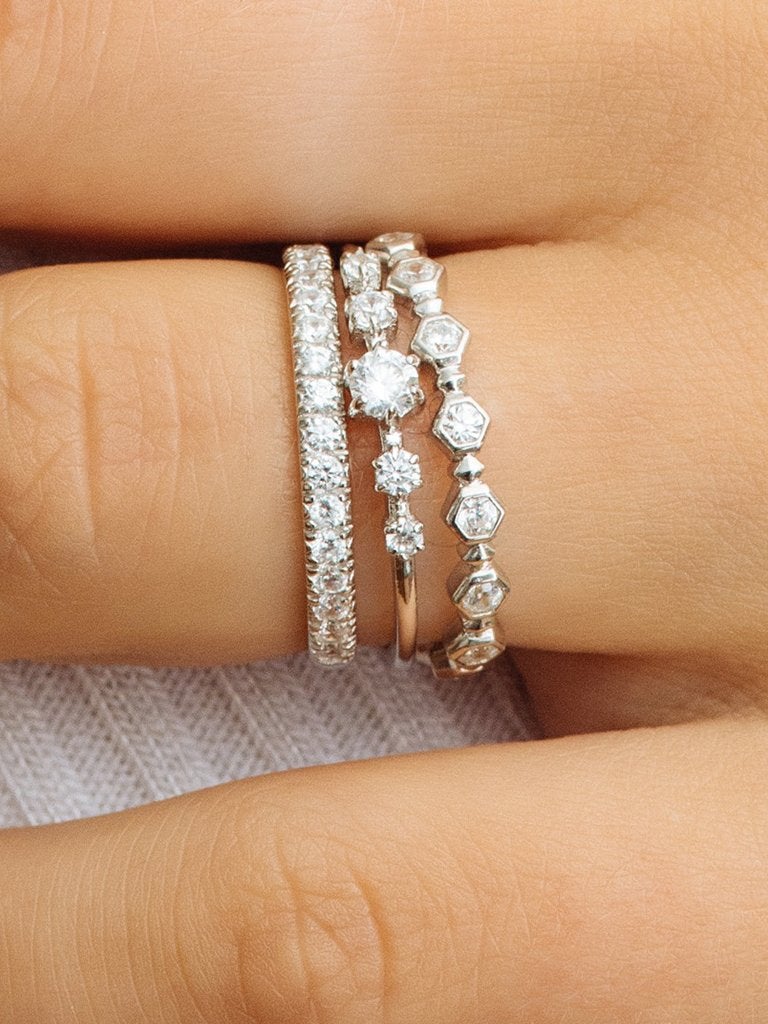 0.25 TCW Round Brilliant Cut Bezel Set Unique Stacking Wedding Band