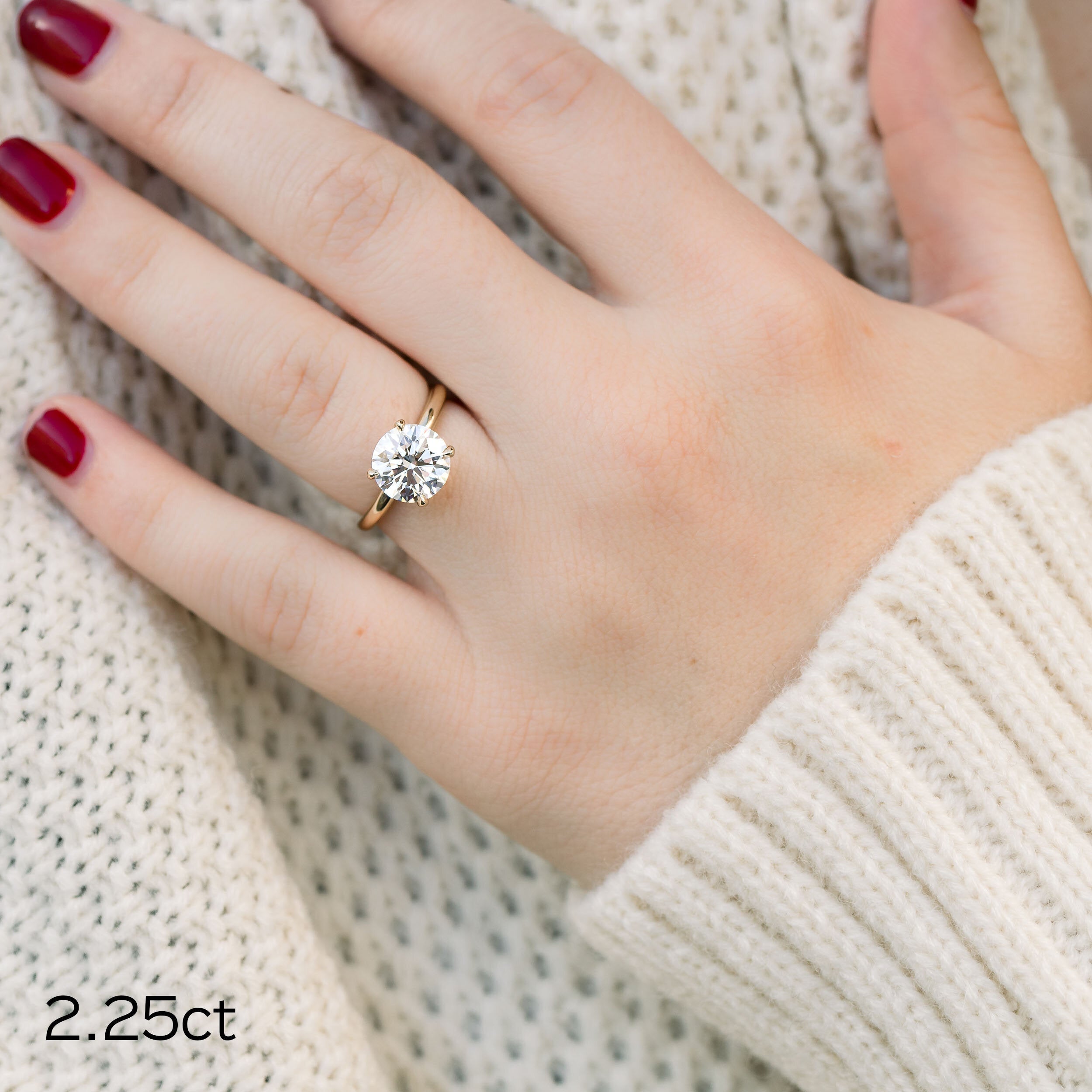 2.25 CT Round Brilliant Cut Moissanite Solitaire Engagement Ring