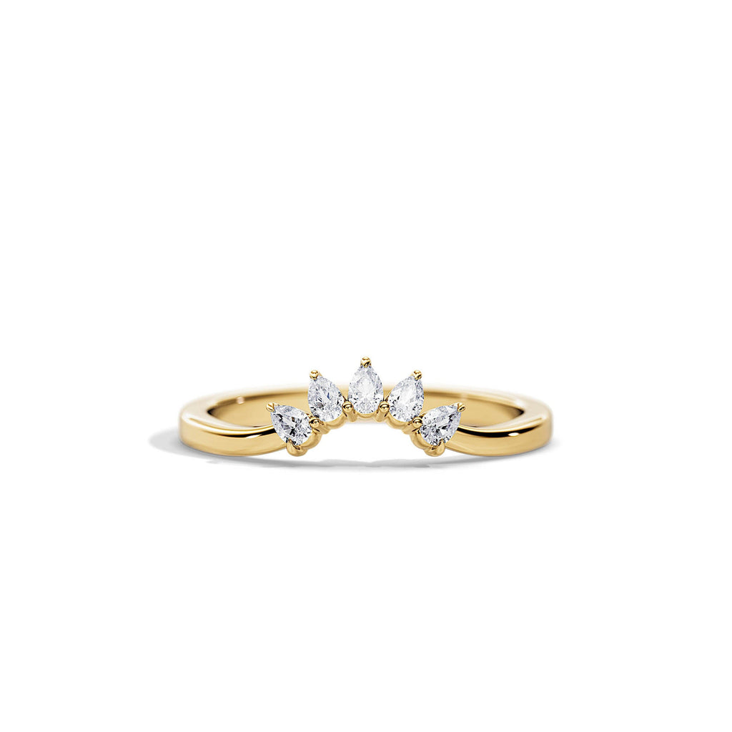 0.25 TCW Pear Moissanite Crown Wedding Band