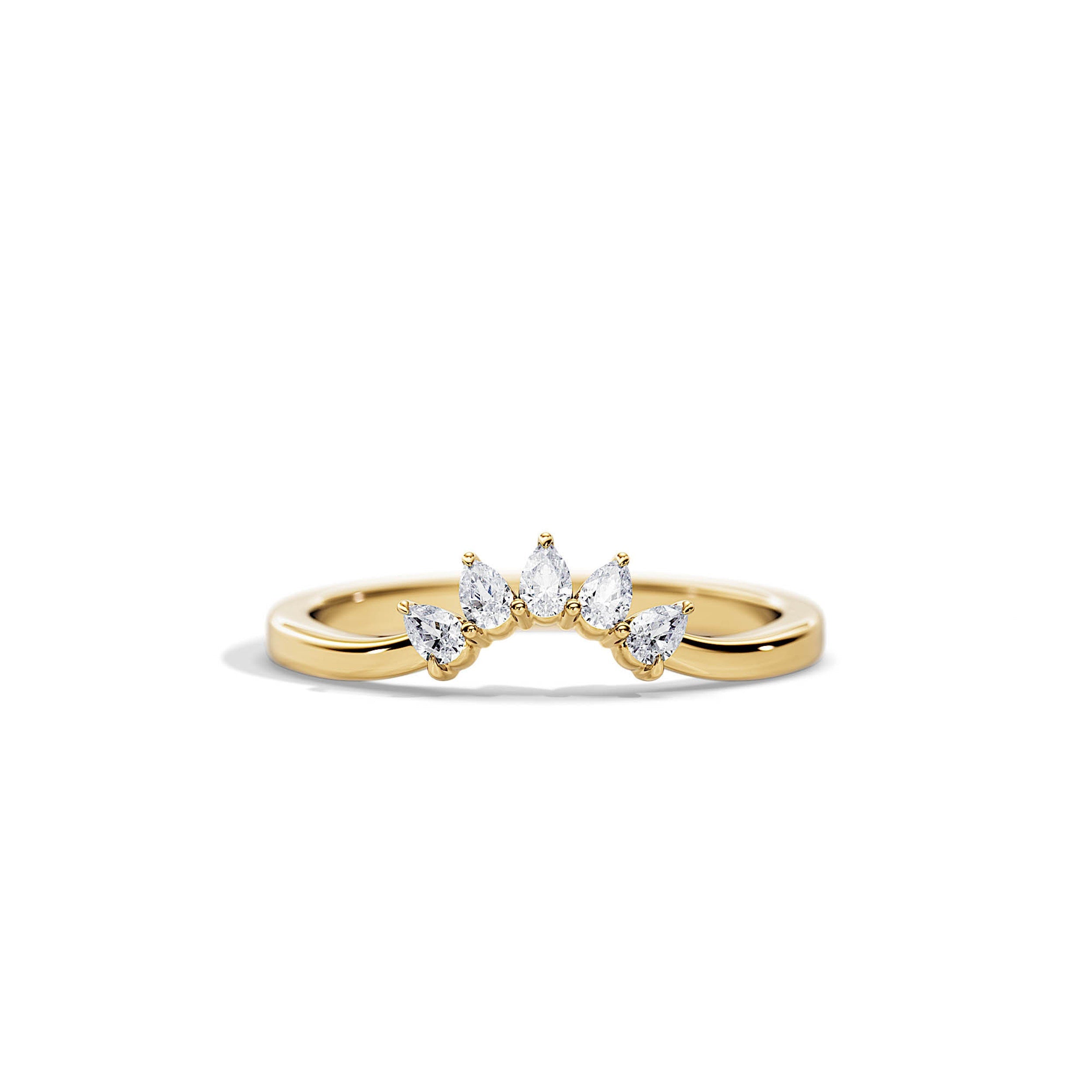 0.25 TCW Pear Moissanite Crown Wedding Band