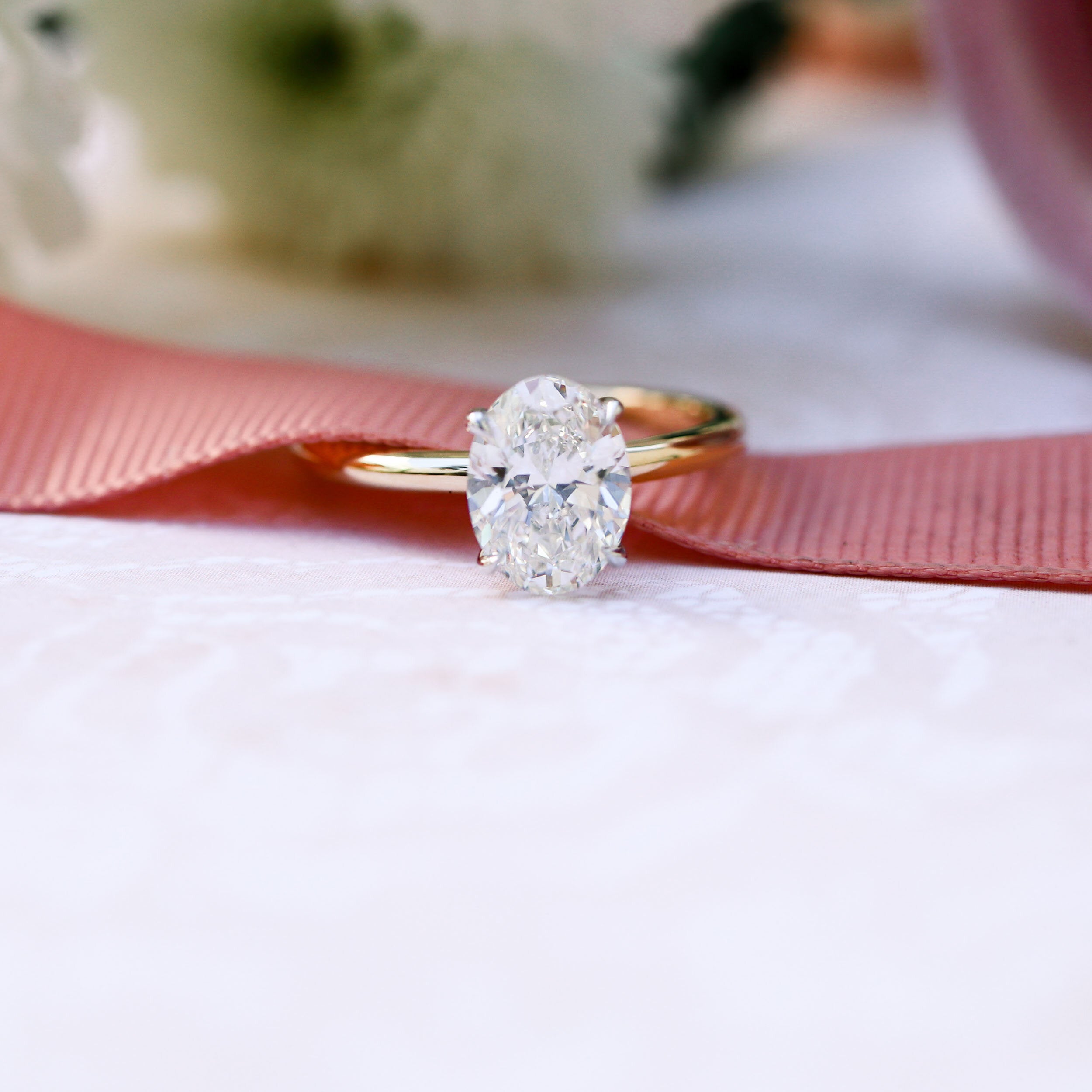 2.0 CT Oval Cut Moissanite Solitaire Setting Engagement Ring
