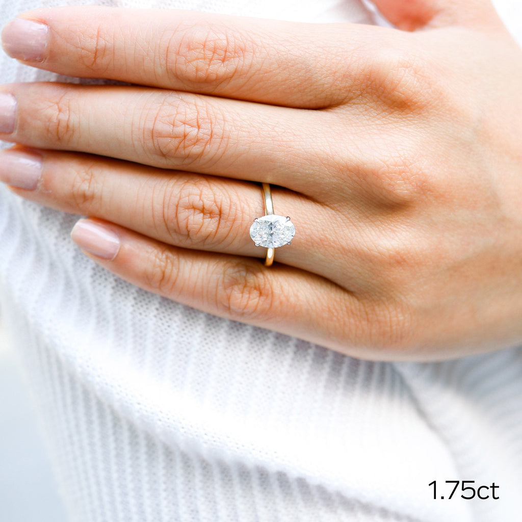 1.75 CT Oval Cut Moissanite Solitaire Engagement Ring