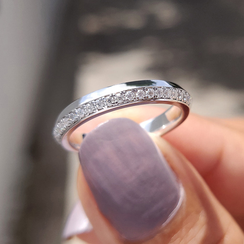 Knife Edge Wedding Band - Pave Diamond