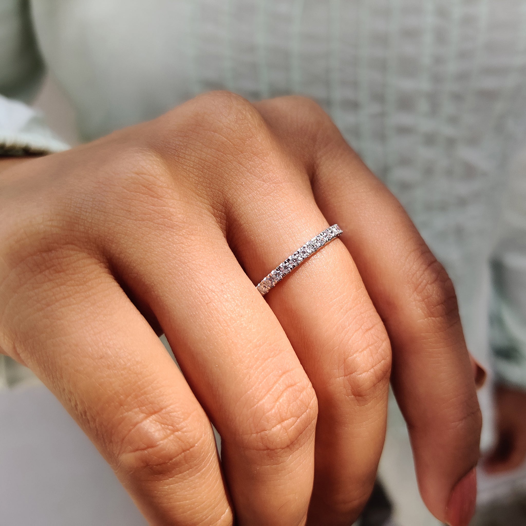 Simple Moissanite Half Eternity Wedding Band Secondary image
