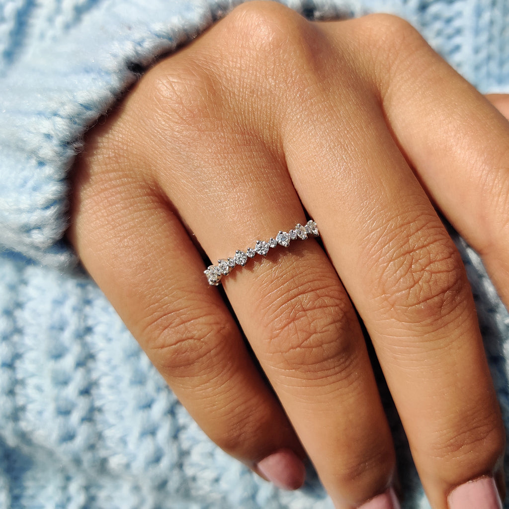 Round Moissanite Eternity Wedding Band