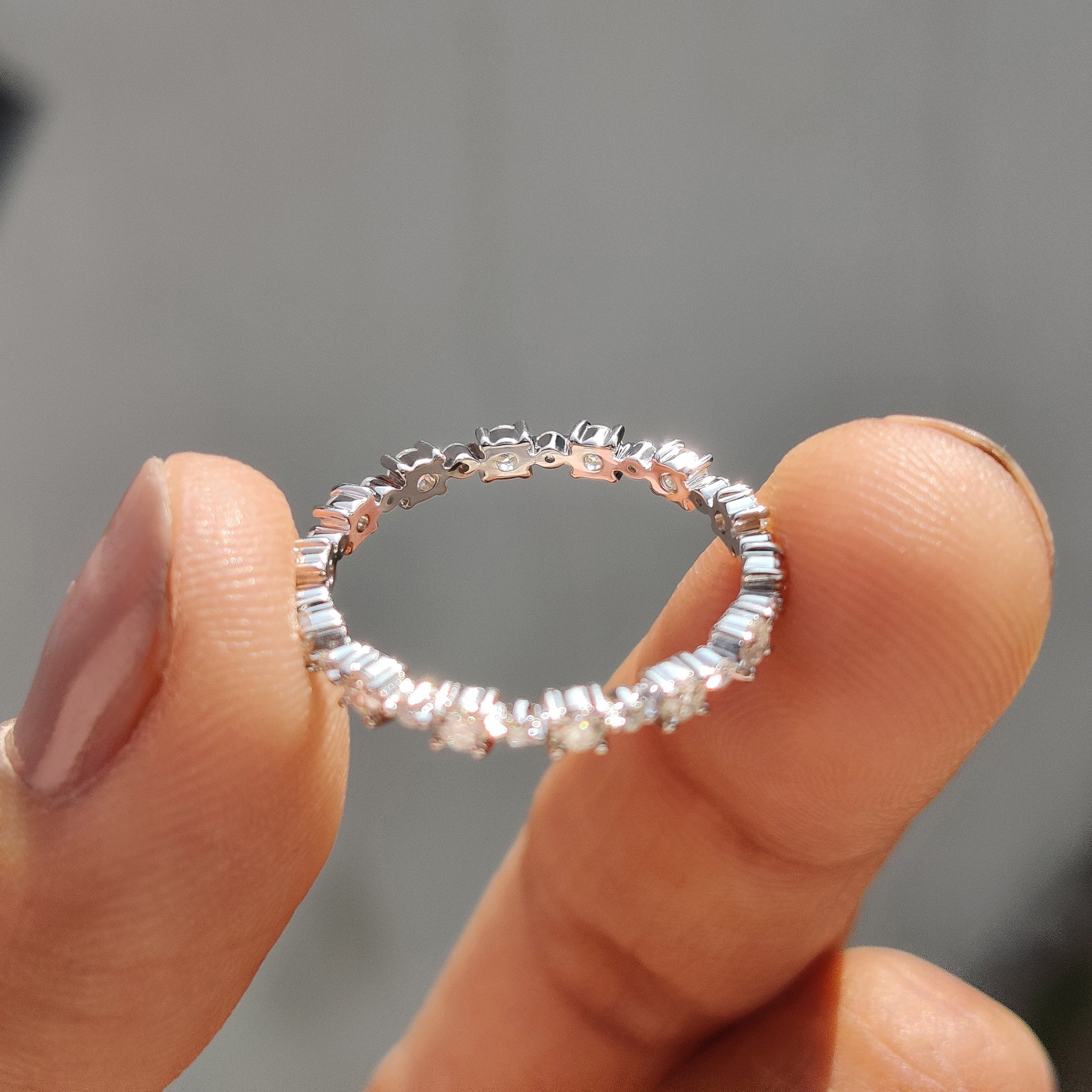 Moissanite Eternity Band With Round Cut Stones