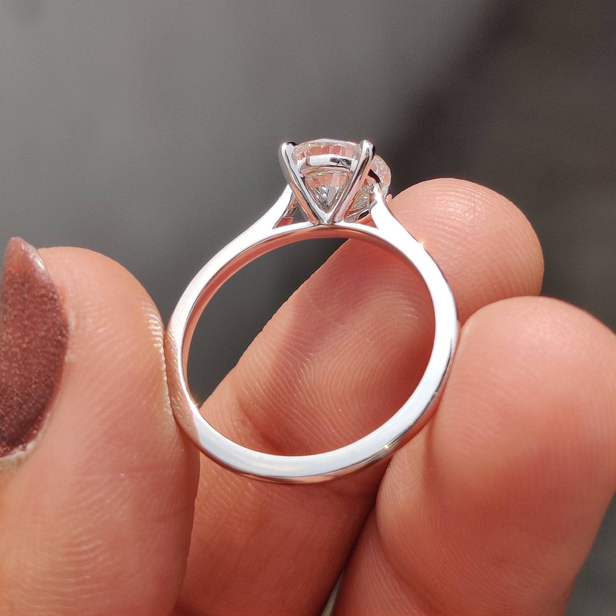 Round Cut Diamond Cathedral Setting Ring