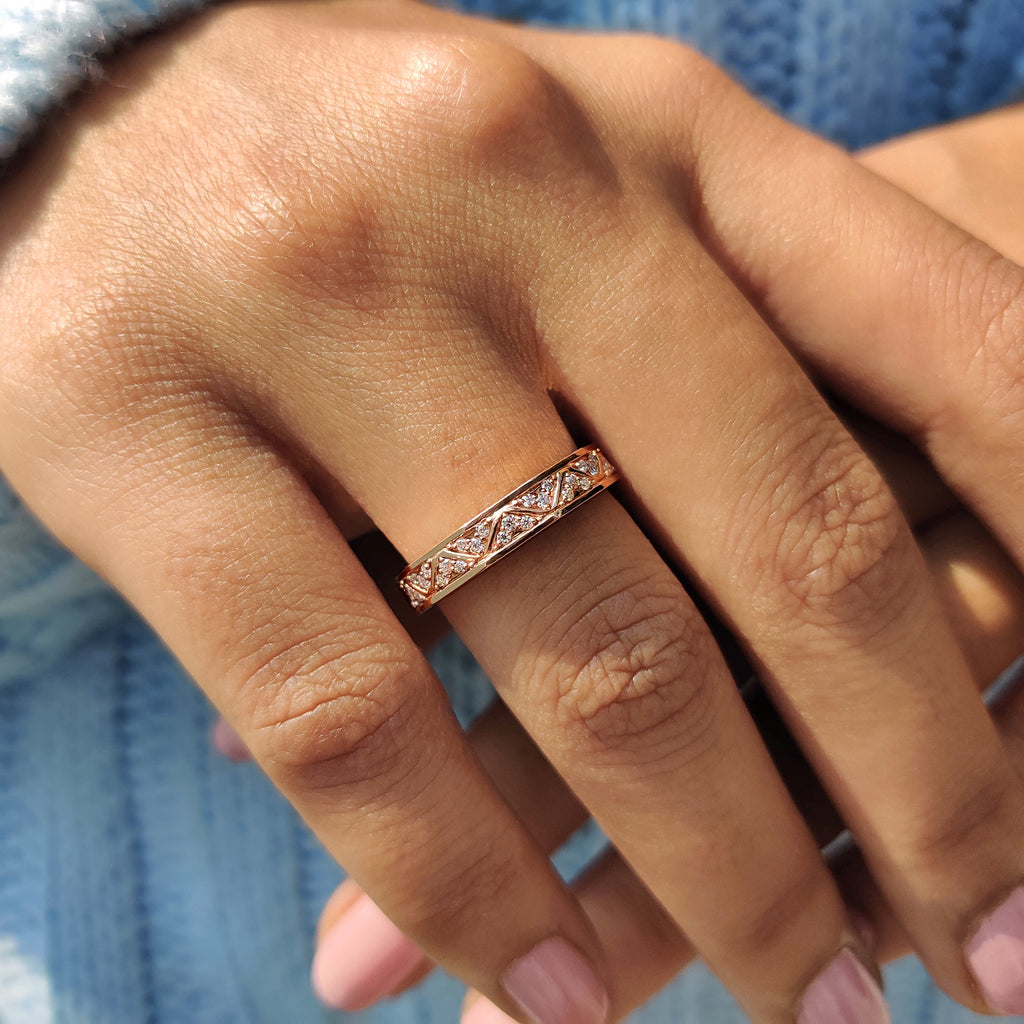 Moissanite Eternity Band With Filigree Detailing