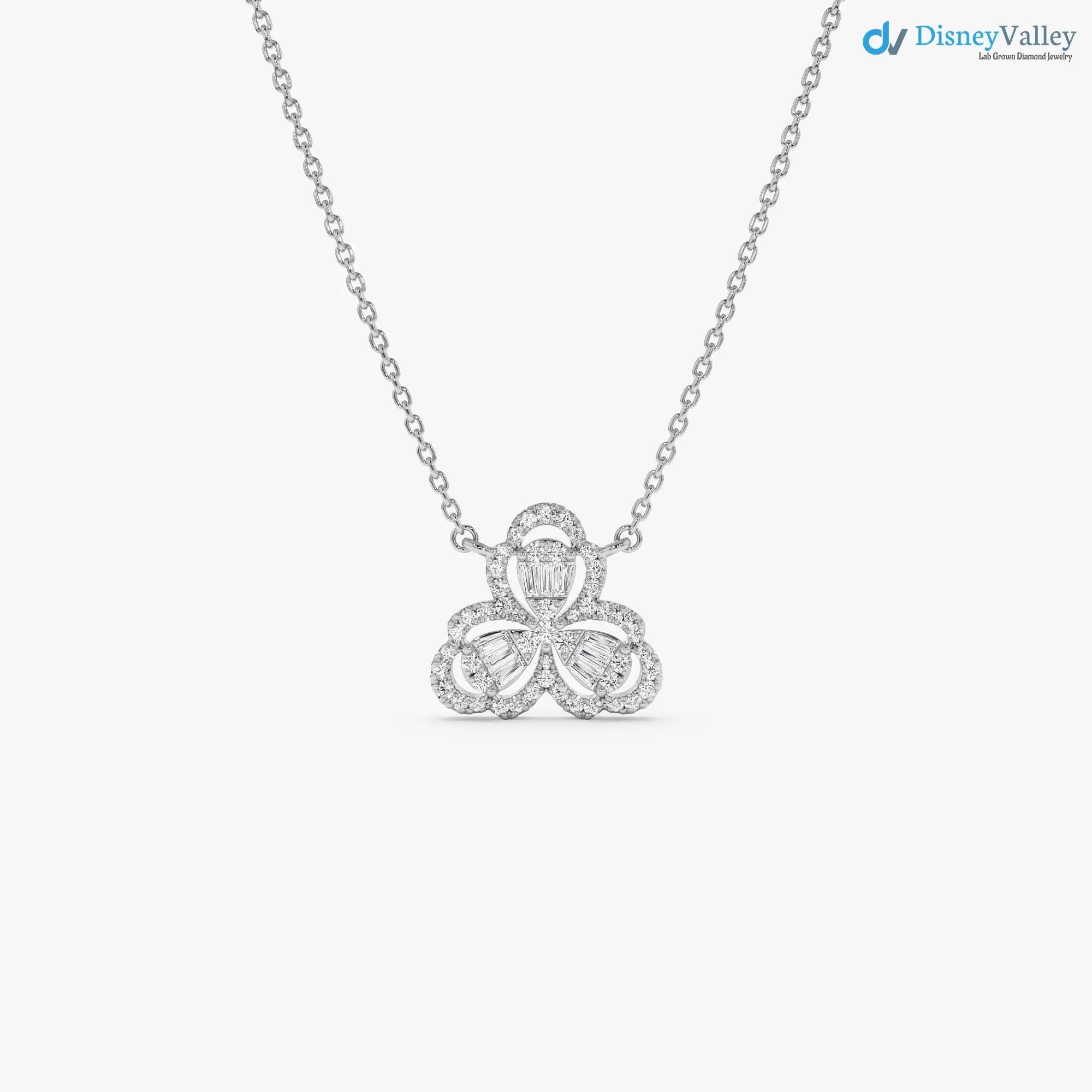 14k Gold Baguette and Round Diamond Pendant 0.25 ctw DisneyValley Main image
