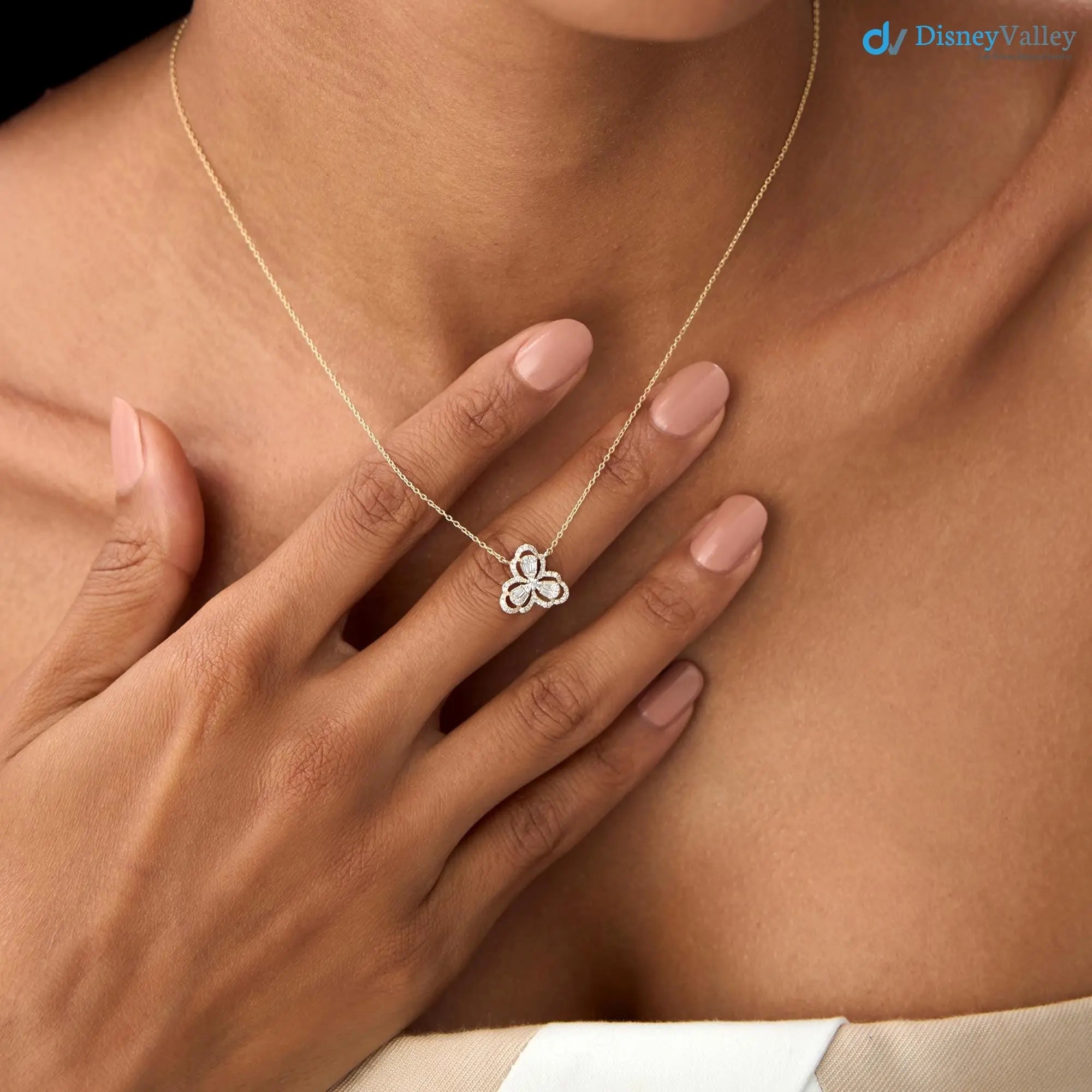 14k Gold Baguette and Round Diamond Pendant 0.25 ctw Secondary image