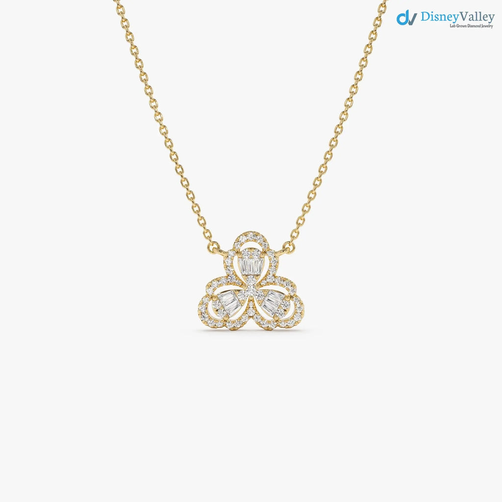 14k Gold Baguette and Round Diamond Pendant 0.25 ctw DisneyValley
