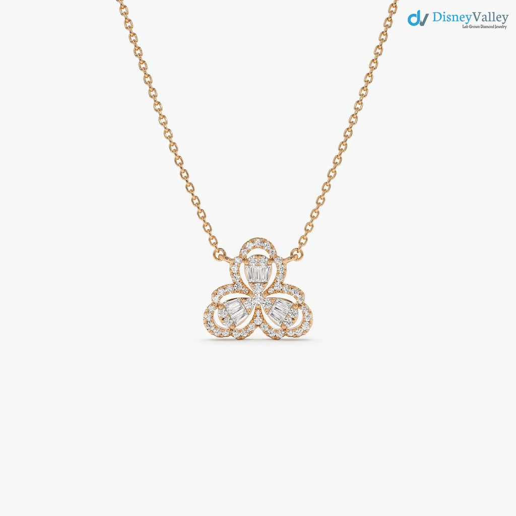 14k Gold Baguette and Round Diamond Pendant 0.25 ctw DisneyValley