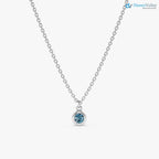 14k Gold Blue Topaz Birthstone Necklace, London Blue Topaz, Bezel Setting DisneyValley