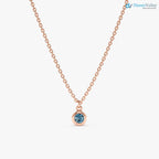 14k Gold Blue Topaz Birthstone Necklace, London Blue Topaz, Bezel Setting DisneyValley