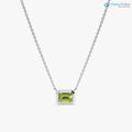 14k Gold Peridot Necklace, Octagon Peridot Stone, Birthstone Necklace DisneyValley