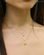 14k Gold Peridot Necklace, Octagon Peridot Stone, Birthstone Necklace DisneyValley