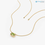 14k Gold Peridot Necklace, Octagon Peridot Stone, Birthstone Necklace DisneyValley