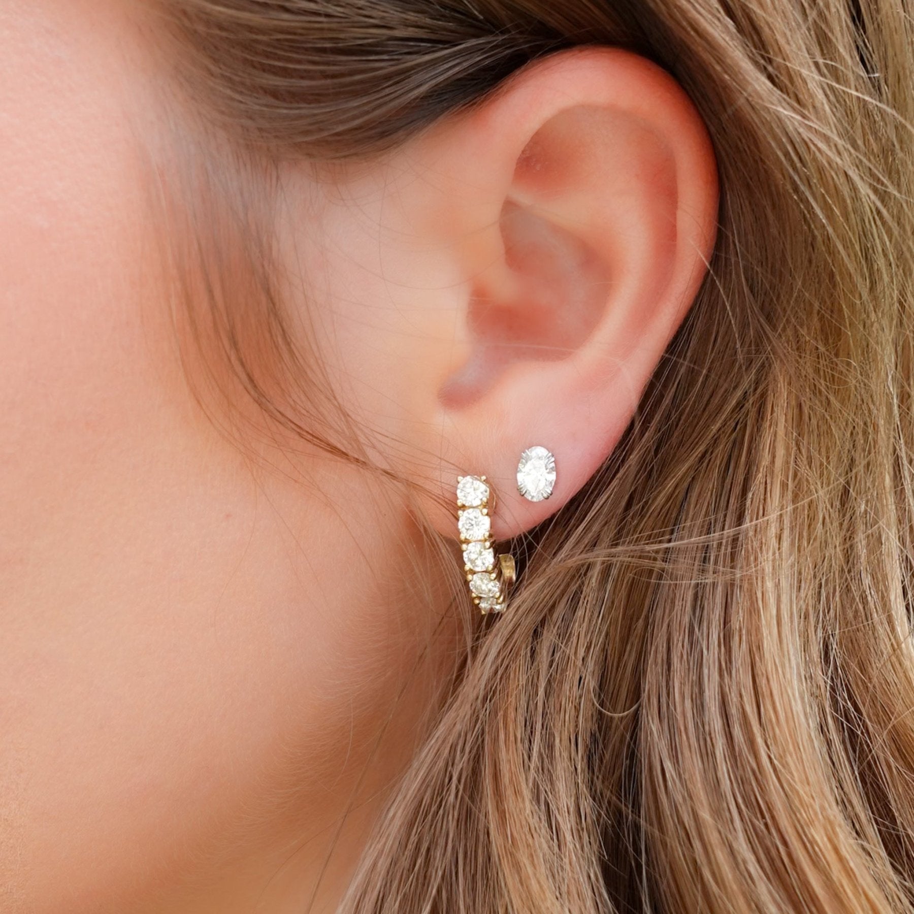 Five Stone J-Shaped Earrings