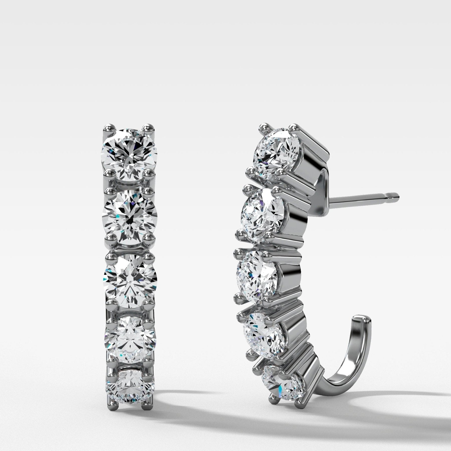 1.5 CTW Five Stone J-Shaped Earrings