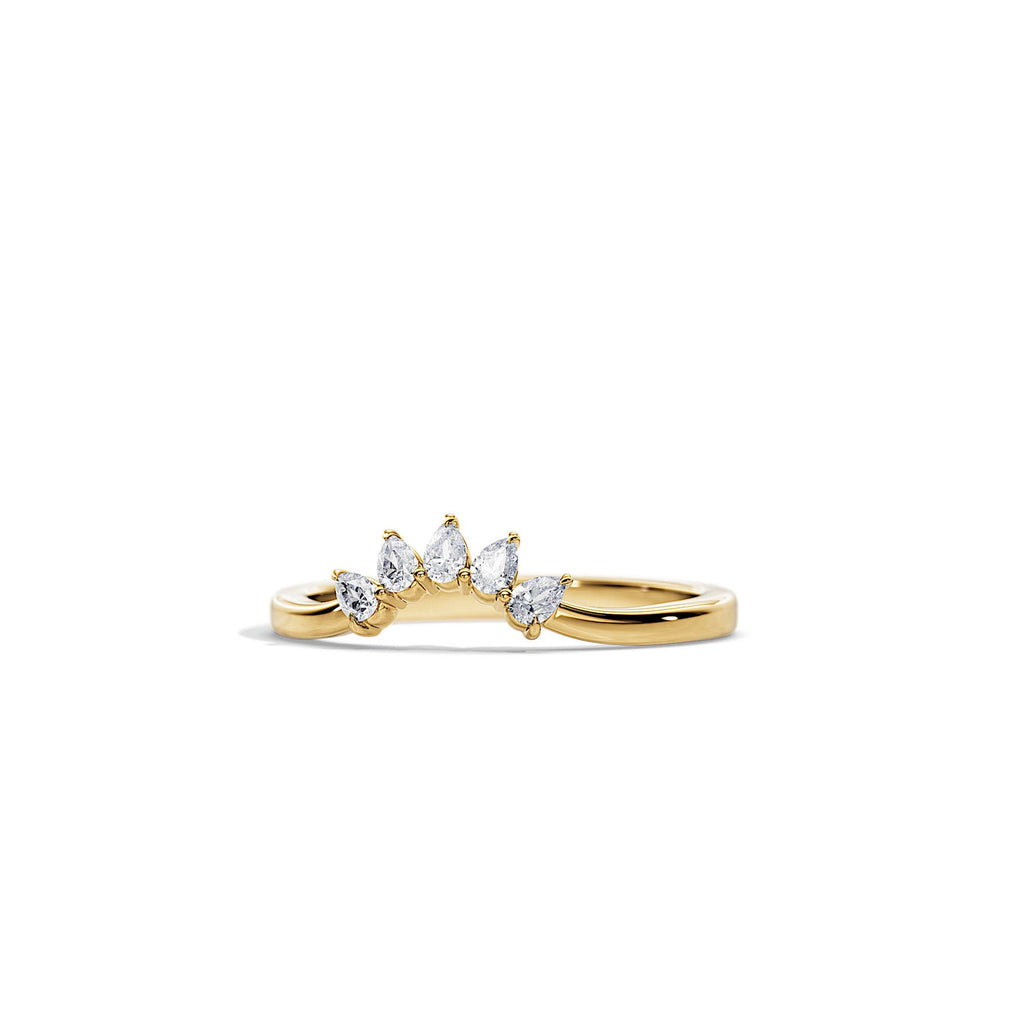 0.25 TCW Pear Moissanite Crown Wedding Band