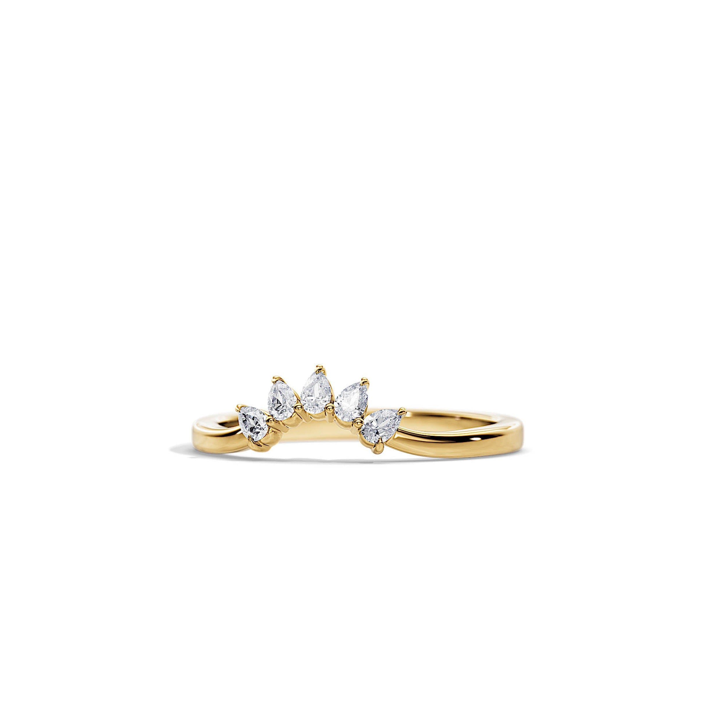 0.25 TCW Pear Moissanite Crown Wedding Band