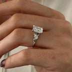 3.0 CT Radiant Cut Moissanite Cluster Style Engagement Ring