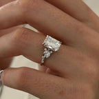 3.0 CT Radiant Cut Moissanite Cluster Style Engagement Ring