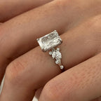 3.0 CT Radiant Cut Moissanite Cluster Style Engagement Ring