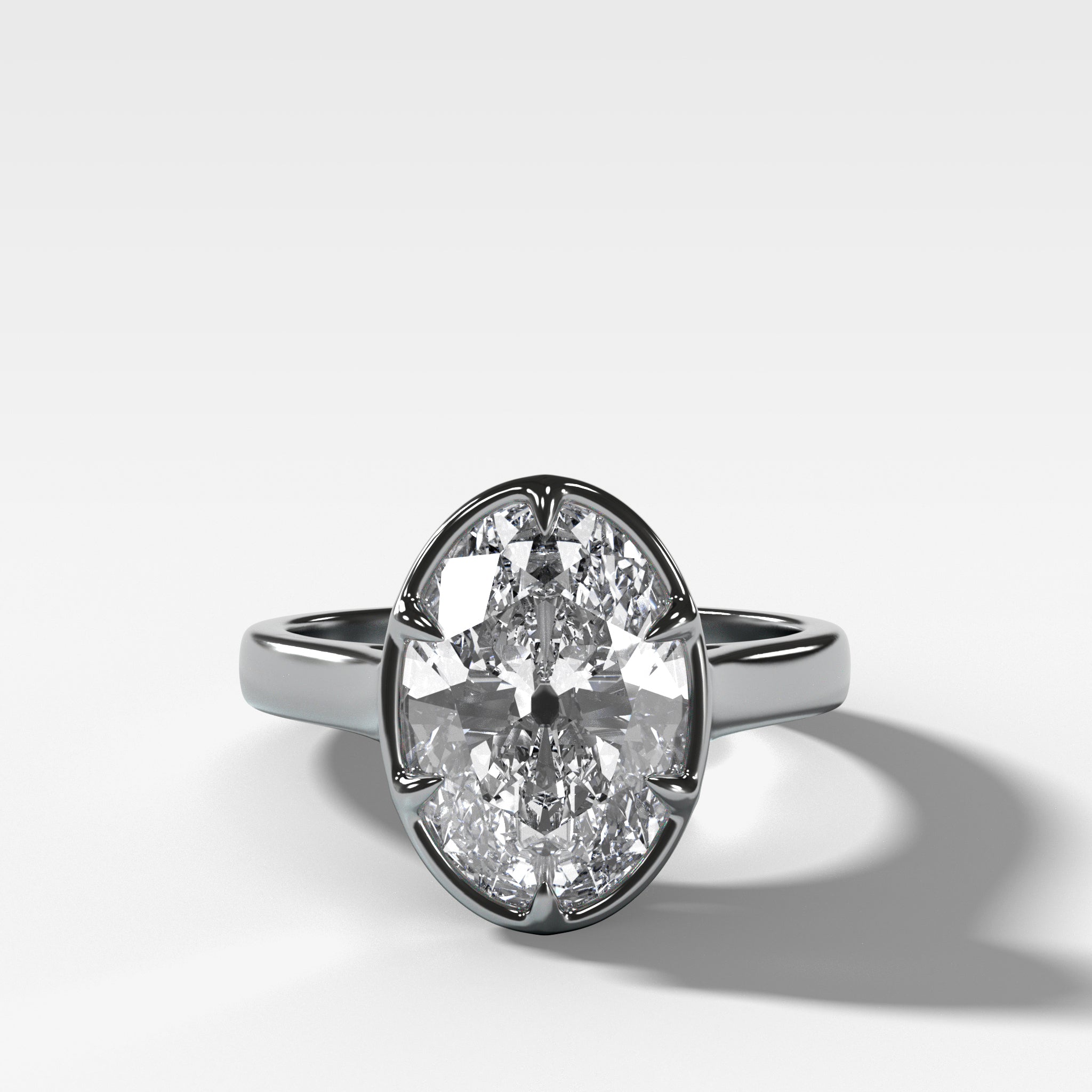 Six Prong Bezel Set Engagement Ring With Antique Oval Cut