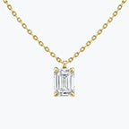 0.25-1.0ct Emerald Cut Moissanite Solitaire Necklace