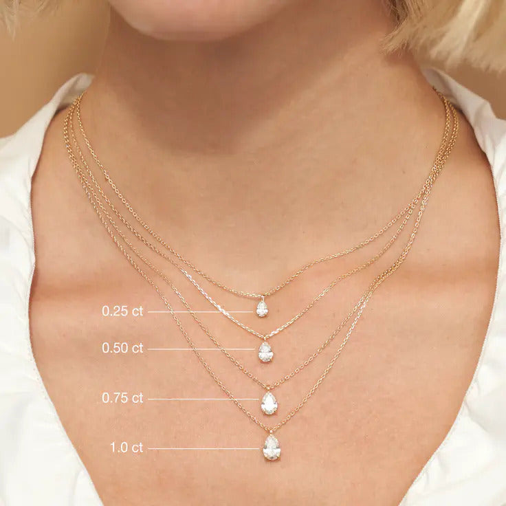 0.25-1.0ct Pear Cut Moissanite Solitaire Necklace