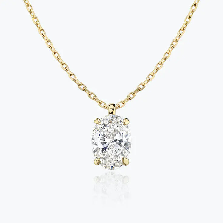 0.25-1.0ct Oval Cut Moissanite Solitaire Necklace