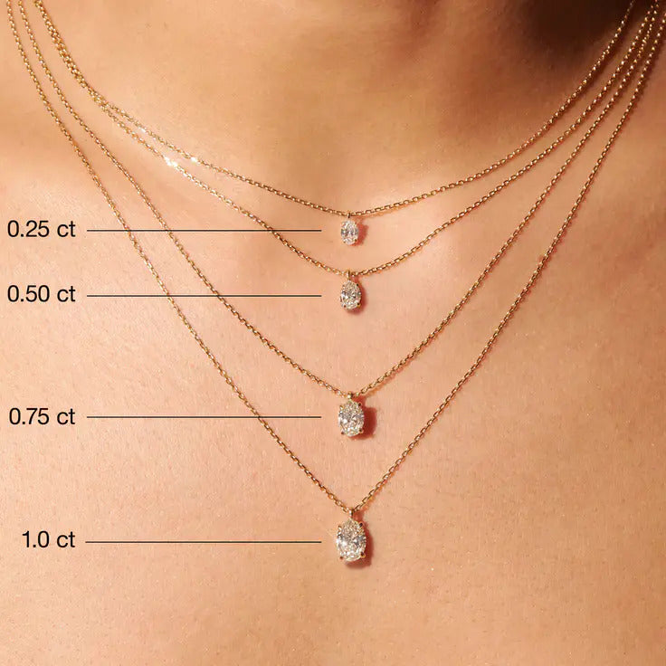 0.25-1.0ct Oval Cut Moissanite Solitaire Necklace