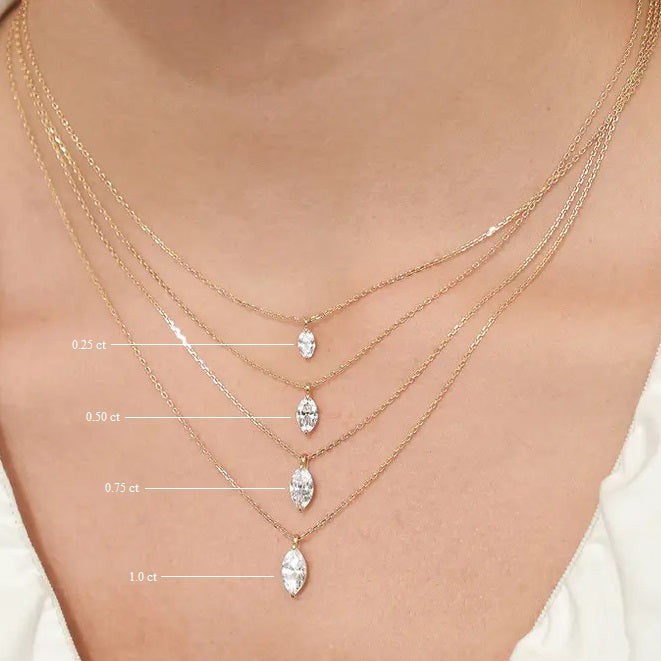 0.25-1.0ct Marquise Cut Moissanite Solitaire Necklace