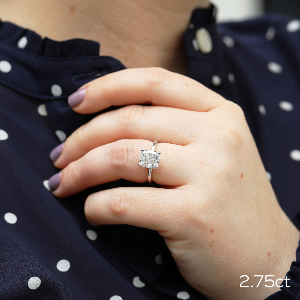 2.75 CT Cushion Cut Moissanite Solitaire Engagement Ring