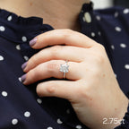2.75 CT Cushion Cut Moissanite Solitaire Engagement Ring