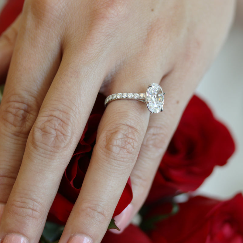 2.50 CT Oval Moissanite Pave Setting Engagement Ring