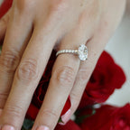 2.50 CT Oval Moissanite Pave Setting Engagement Ring