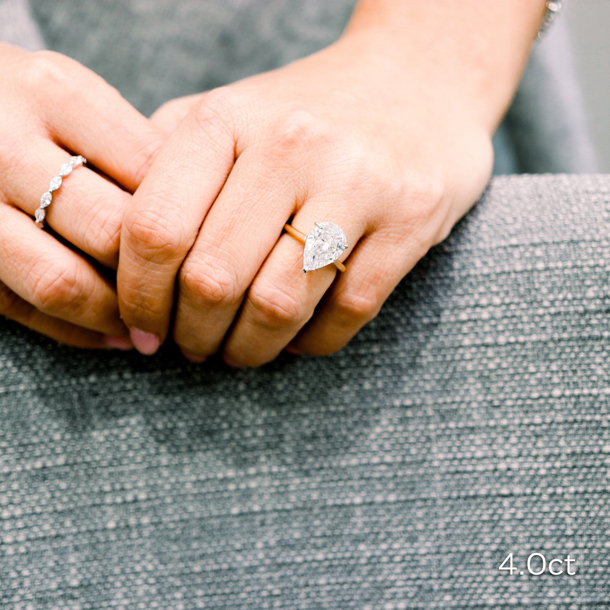 4.0 CT Pear Cut Moissanite Solitaire Engagement Ring