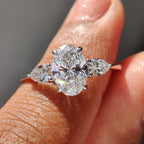 3 Stone Diamond Ring With Oval And Pear Cut